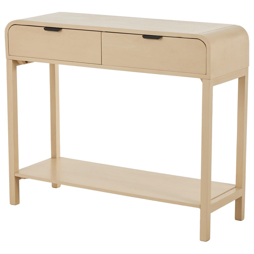 Maple and Jade 2-Drawer Console Table with Black Handles in Beige, , large