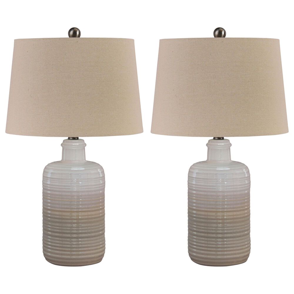 Signature Design by Ashley Marnina Ceramic Table Lamp in Taupe (Set of 2), , large