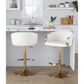 LumiSource Claire Swivel Adjustable Barstool with White Faux Leather Upholstery in Gold (Set of 2), , large