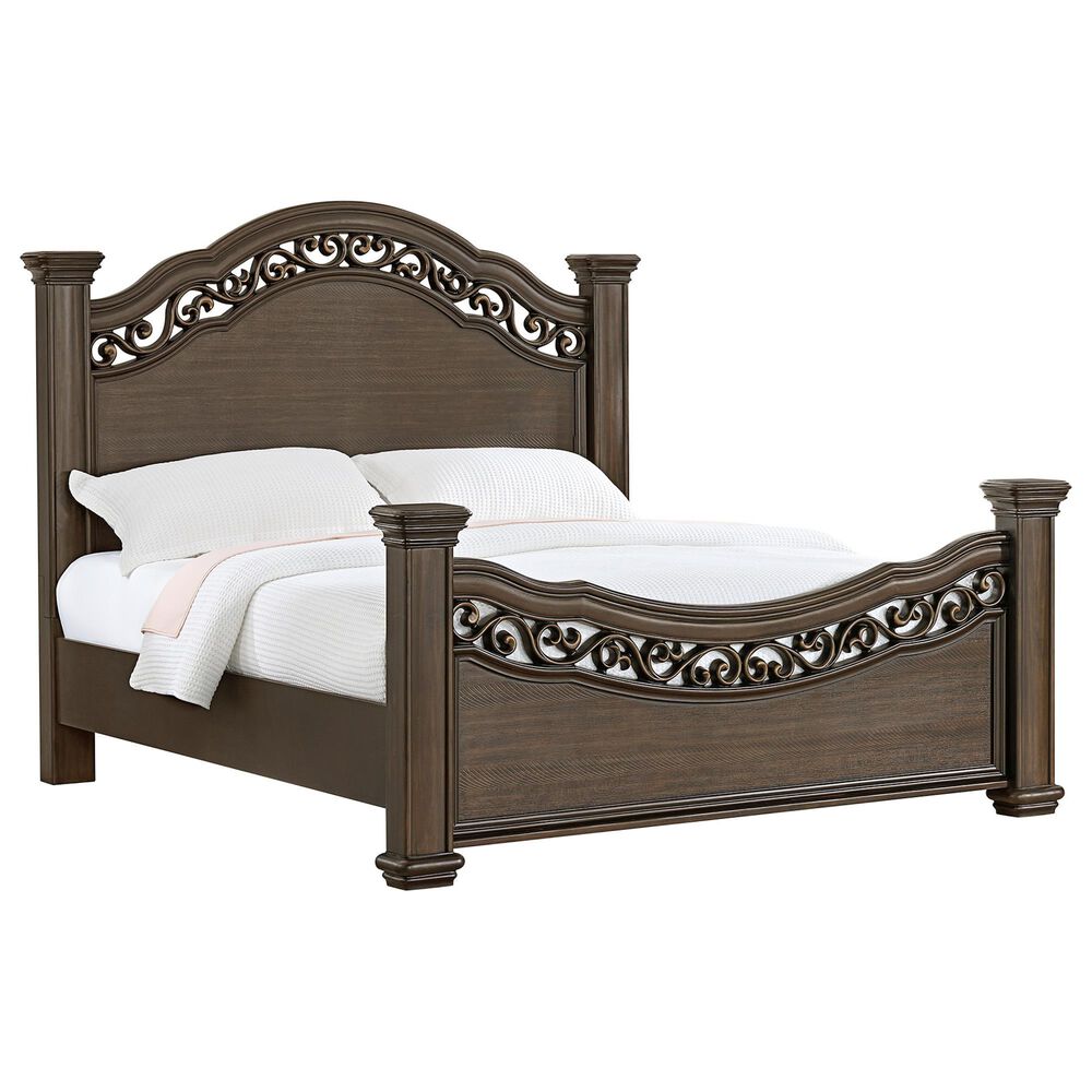 Mayberry Hill Brunswick 4-Piece King Panel Bedroom Set in Mahogany, , large