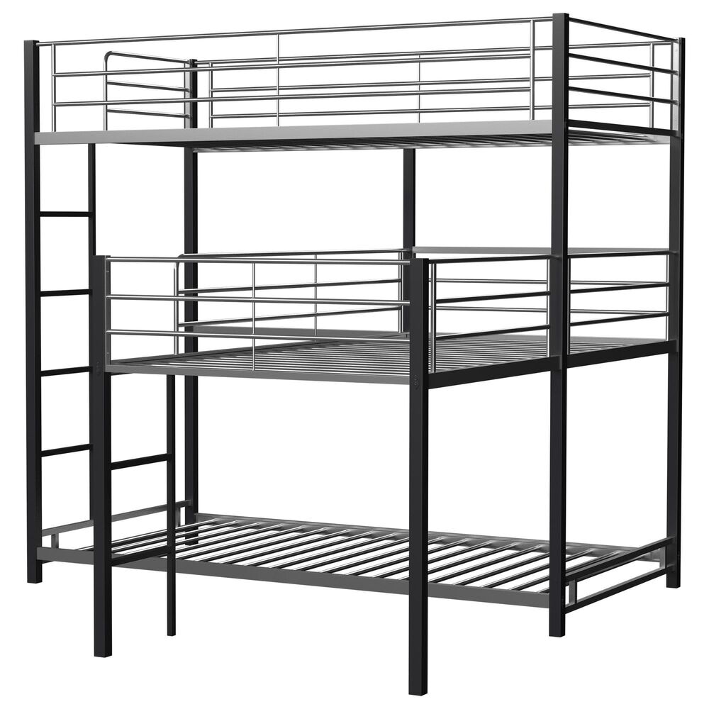 Furniture of America Hatch Twin Triple Bunk Bed in Sand Black and Silver, , large