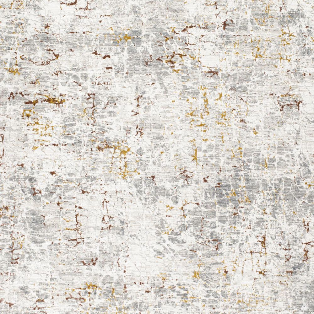 Surya Dresden White, Gray, Medium Gray, Light Slate, Mustard and Rust 6&#39;7&quot; Round Area Rug, , large