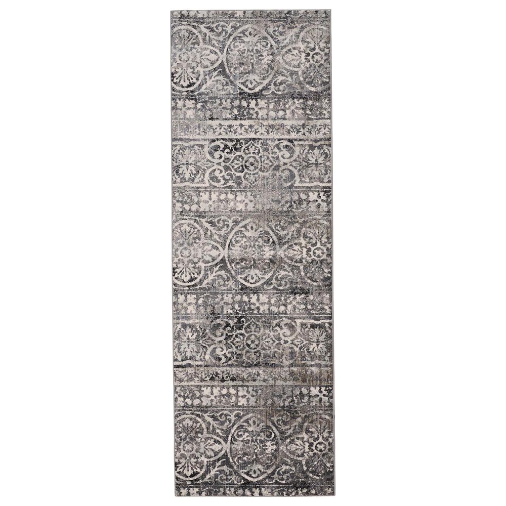 Feizy Kano 3871F 2"7" x 8" Charcoal and Ivory Runner, , large