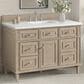 James Martin Vanities Lorelai 48" Single Vanity in Whitewashed Oak with 3 cm White Zeus Quartz Top, , large