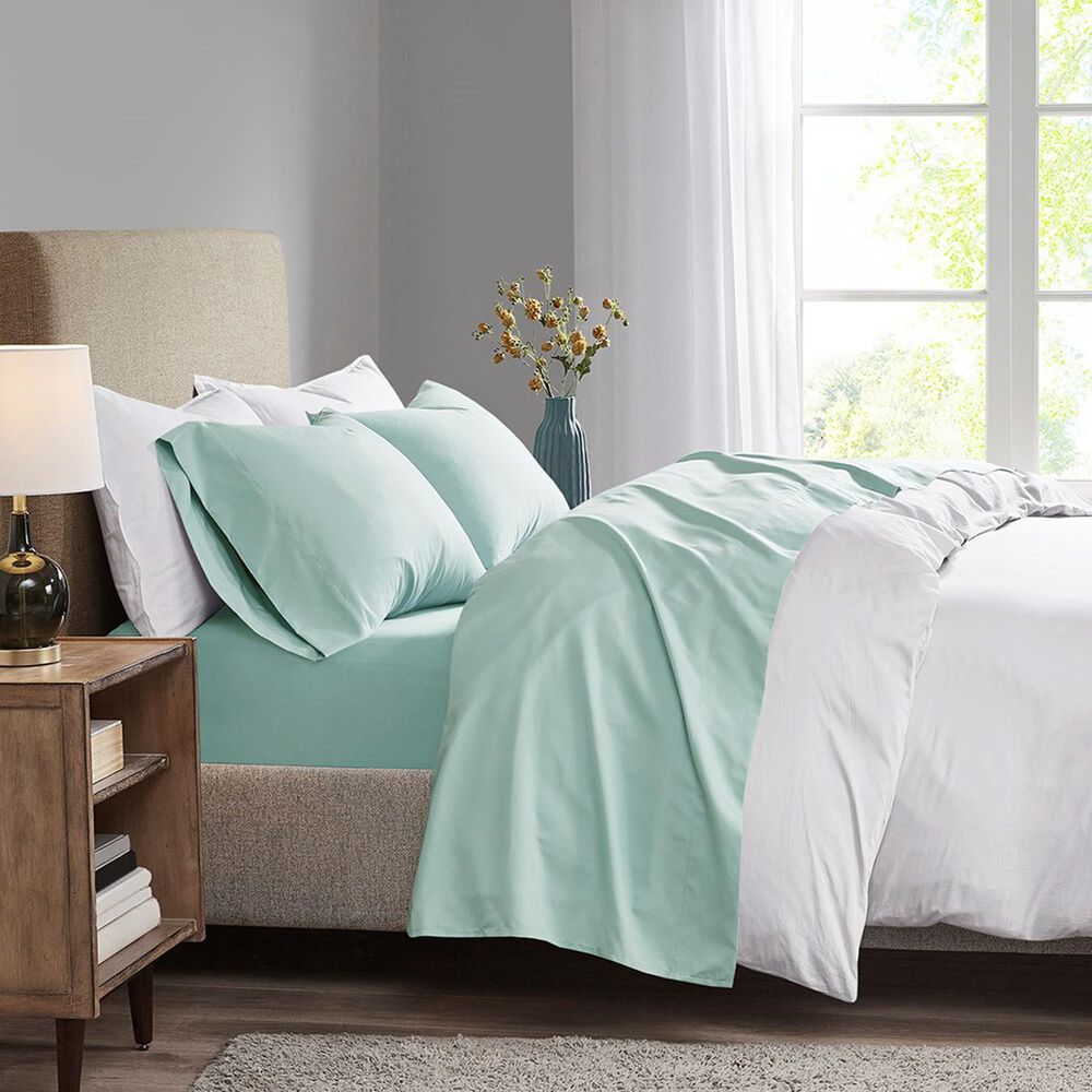 Hampton Park Madison Park 4-Piece Luxurious Brushed Microfiber Deep Pocket Queen Sheet Set in Seafoam, , large