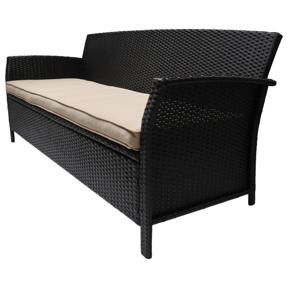 Hearth and Haven ST Lucia Outdoor Sofa with Tan Cushion in Brown, , large