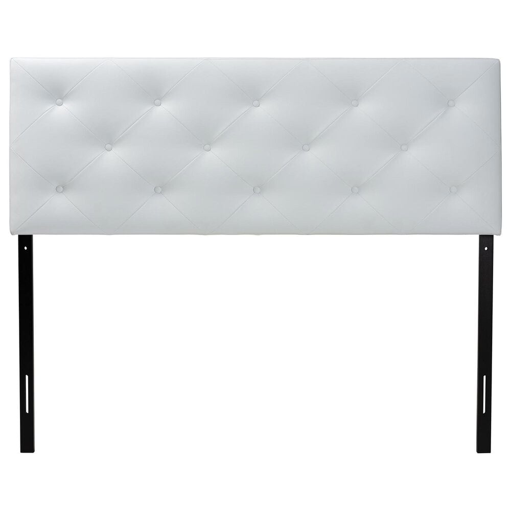 Baxton Studio Baltimore Queen Upholstered Panel Headboard in White, , large