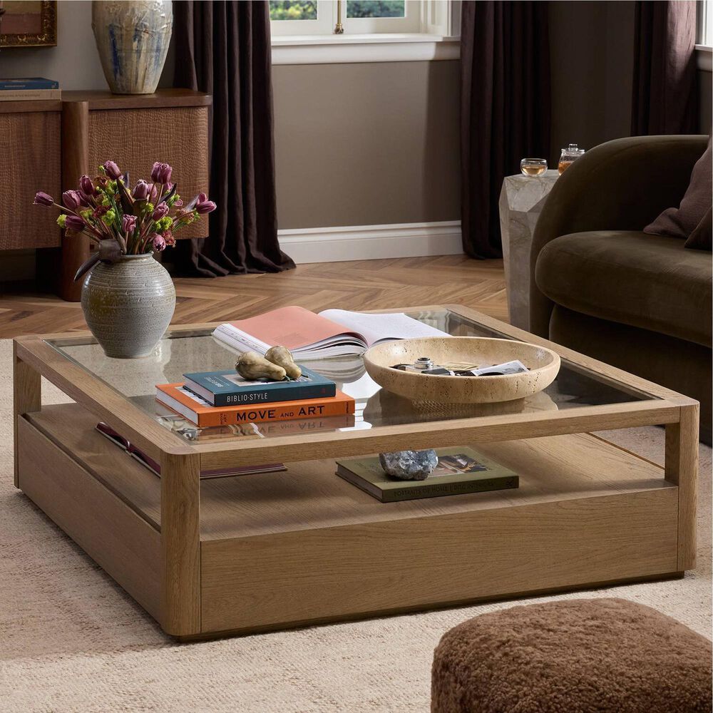 Four Hands Shiloh Coffee Table in Sandy Oak and Clear, , large