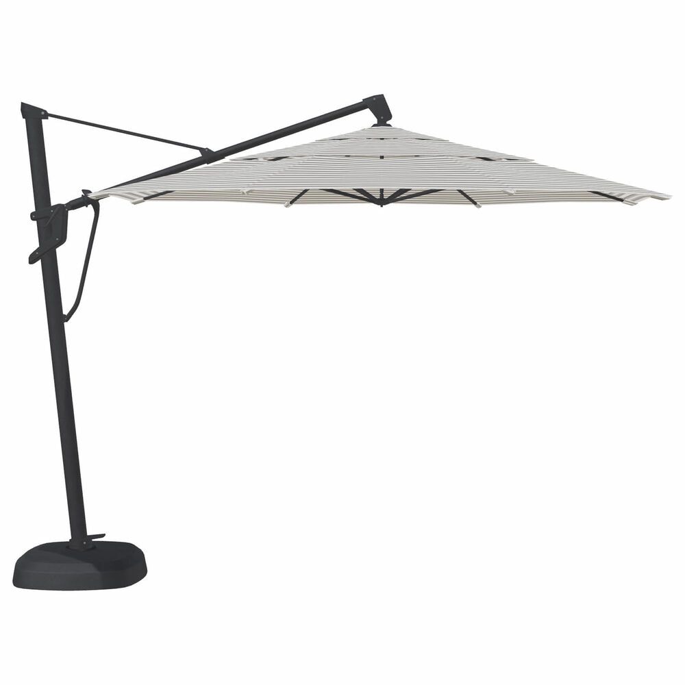 Garden Party Starlux AKZ Plus 11" Octagon Cantilever Umbrella with Black Base in Richmond Stone Stripe, , large