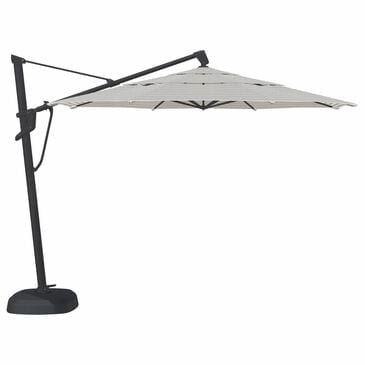Garden Party Starlux AKZ Plus 11" Octagon Cantilever Umbrella with Black Base in Richmond Stone Stripe, , large