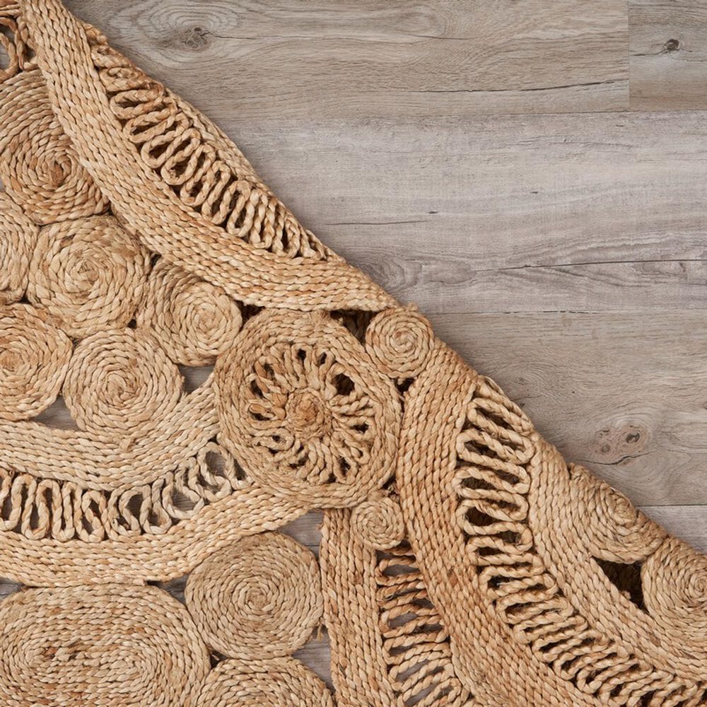 L&amp;R Resources Natural Jute 4&#39; Scalloped Natural Area Rug, , large