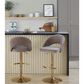 LumiSource Renee Adjustable Swivel Bar Stool with Brown Fabric Upholstery in Gold (Set of 2), , large