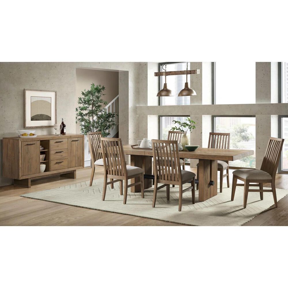 Hawthorne Furniture Landmark 42 X 76-96&quot; Trestle Table and 6 Chairs in Weathered Oak, , large