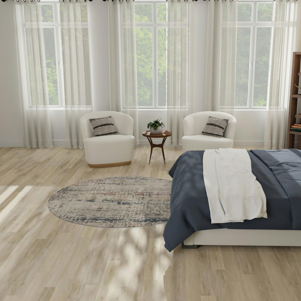 Nourison Rustic Textures Light Grey and Multicolor 7&#39;10&quot; Round Area Rug, , large