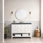 James Martin Breckenridge 48" Single Bathroom Vanity in Bright White with 3 cm Charcoal Soapstone Quartz Top and Rectangular Sink, , large