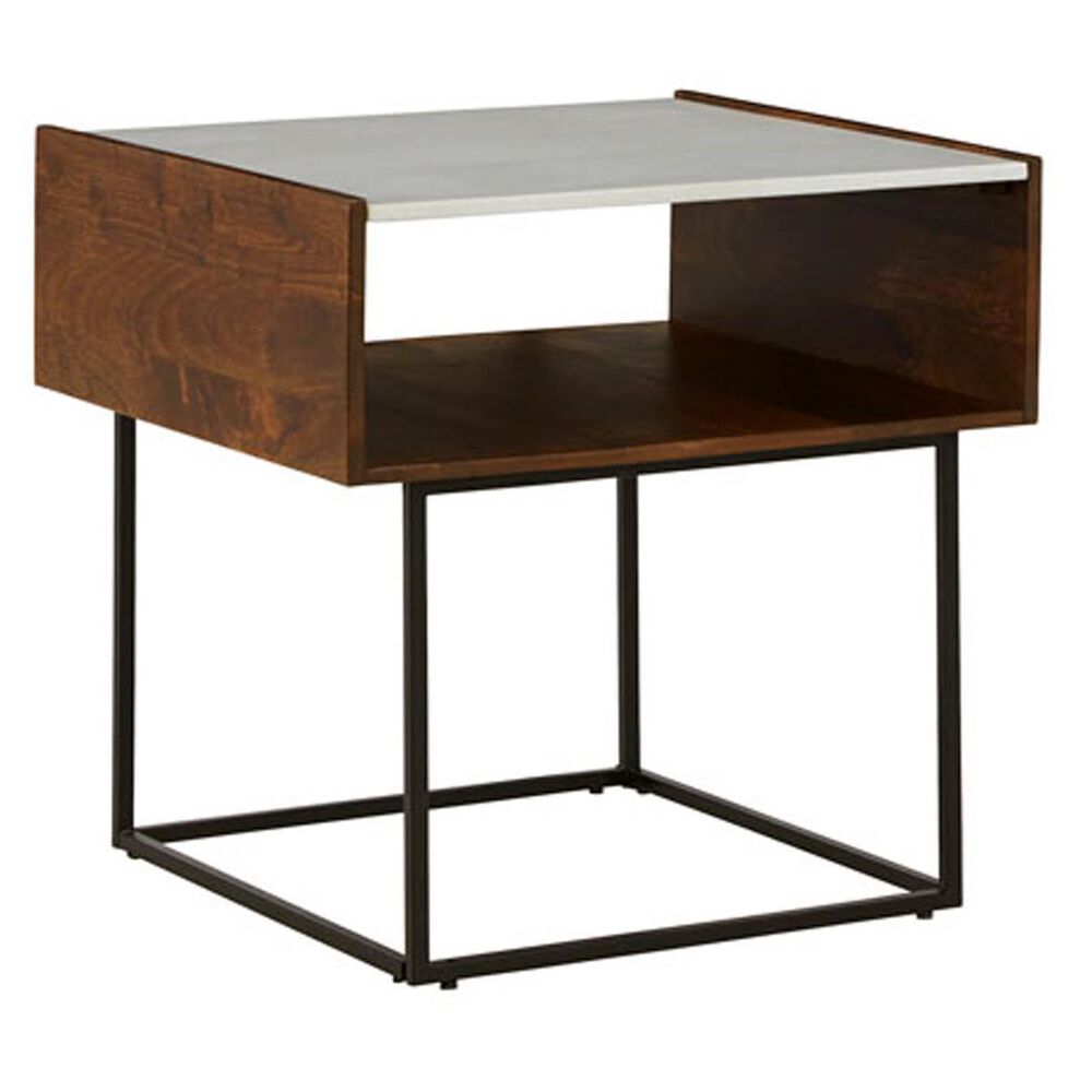 Signature Design by Ashley Rusitori End Table in Black, Light Brown, and White Marble, , large