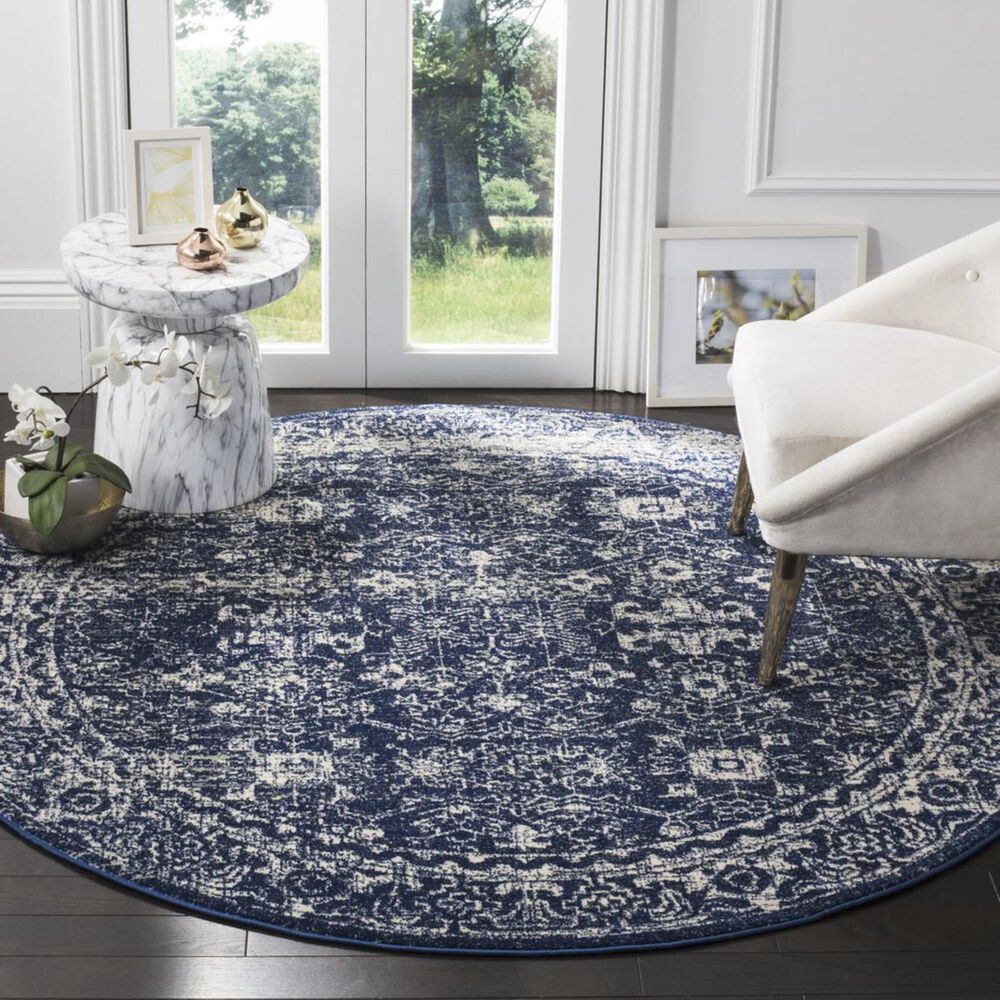 Safavieh Evoke EVK270A-5R 5&#39;1&quot; Round Navy/Ivory Area Rug, , large