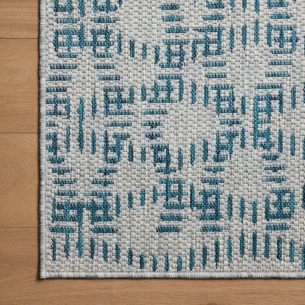 Loloi Easton Fog and Teal 2&#39;3&quot; x 3&#39;9&quot; Indoor/Outdoor Area Rug, , large