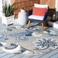 Safavieh Cabana CBN305F 6"7" Round Grey and Blue Indoor/Outdoor Area Performance Rug, , large