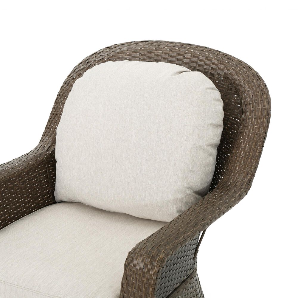 Hearth and Haven Liam Swivel Club Chair with Beige Cushion in Brown &#40;Set of 2&#41;, , large