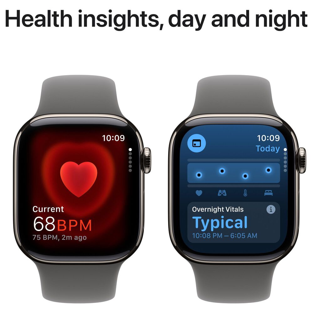 Apple Watch Series 10 GPS + Cellular 42mm Natural Titanium Case with Stone Gray Sport Band - S/M, , large