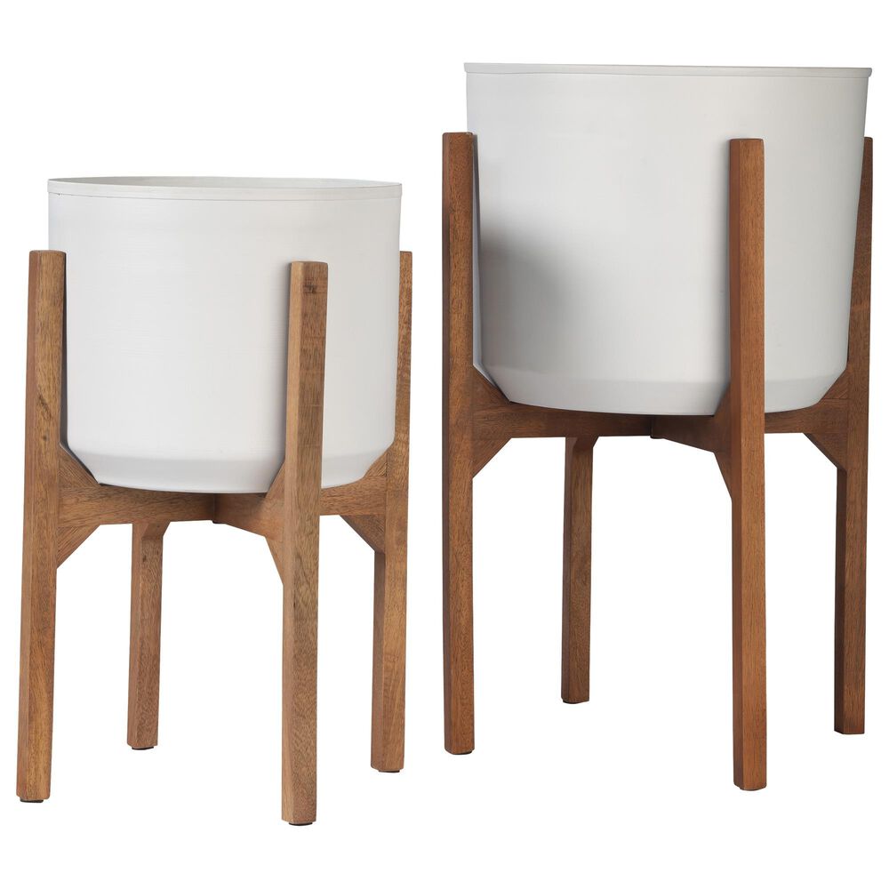 Ashley Dorcey Planter in White and Brown (Set of 2), , large