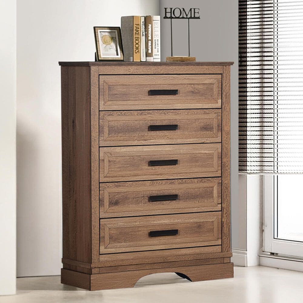 New Heritage Design Coventry Hall 5-Drawer Chest in Pecan, , large
