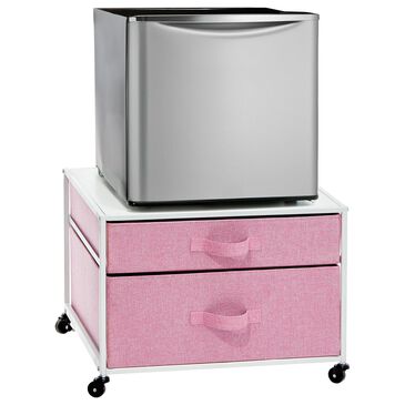 mDesign Rolling Mini Fridge Cart with Drawers in Pink and White, , large