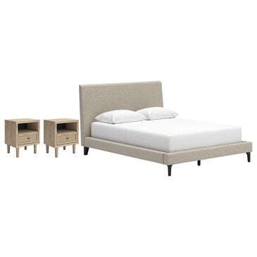 Ashley Queen Upholstered Bed and Two Nightstands, , large