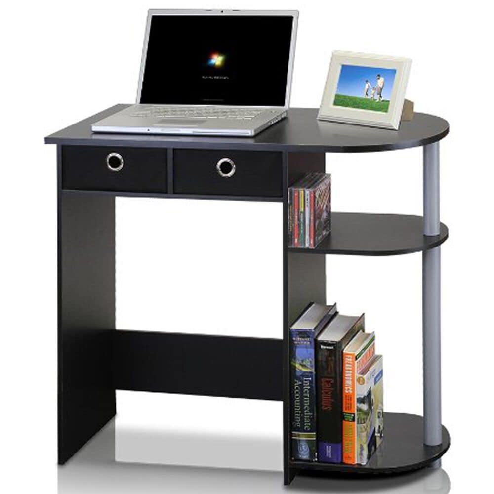 HOMLUX 32" Computer Desk with Two Drawers in Black and Grey, , large