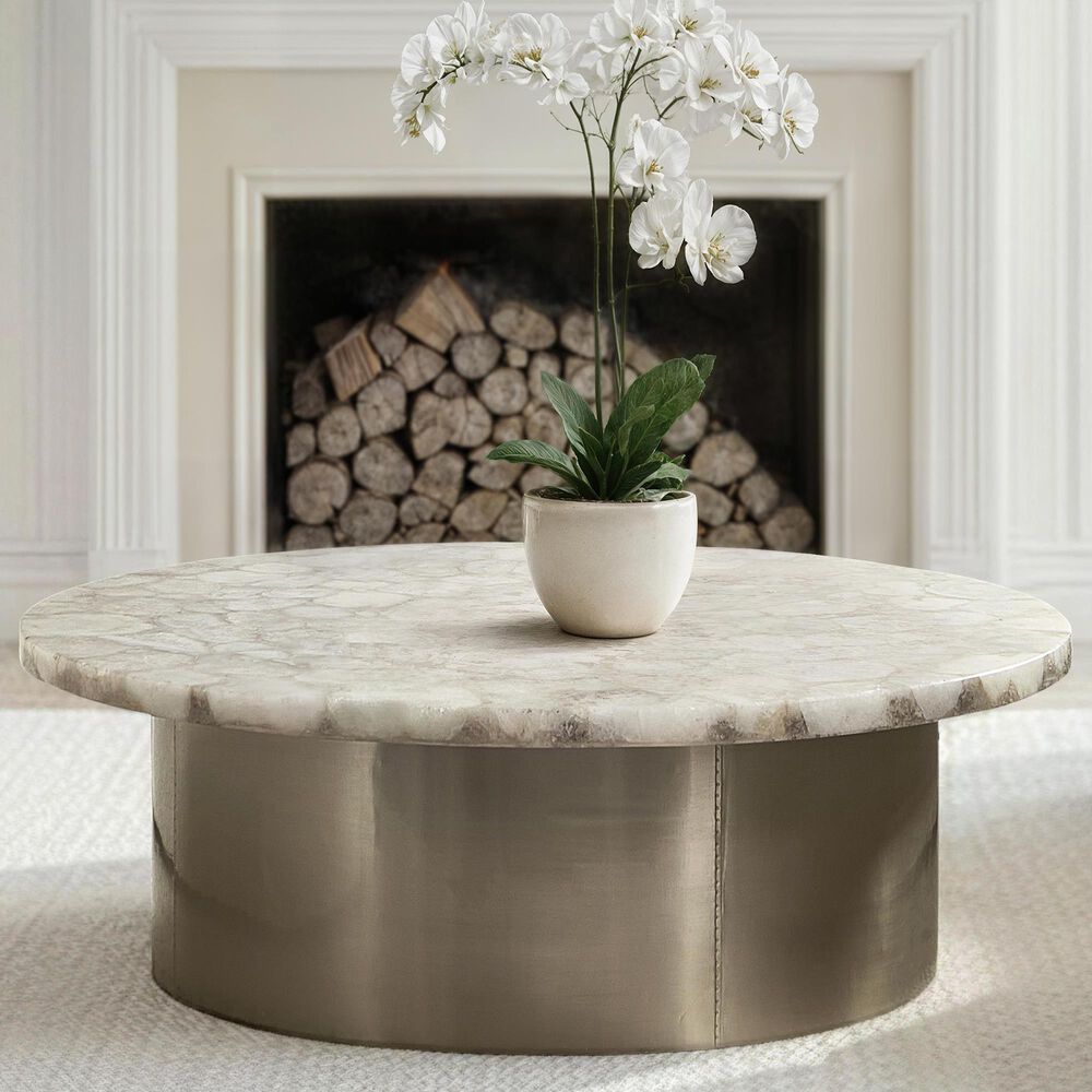 Bernhardt Shimla Cocktail Table in White and German Silver, , large