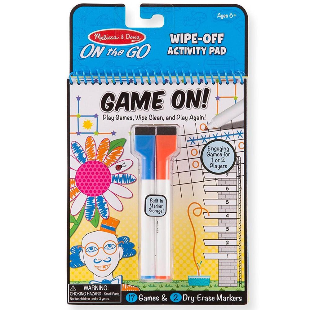 Melissa & Doug Game On! Reusable Games Wipe-Off Dry-Erase Travel Activity Pad Game, , large