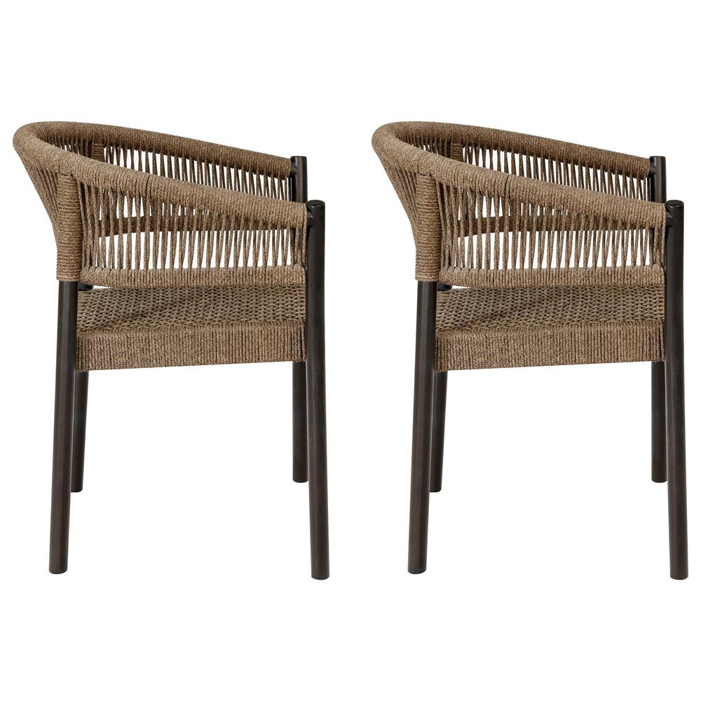 Blue River Doris Outdoor Dining Chair with Truffle Rope Seat in Dark Eucalyptus (Set of 2), , large