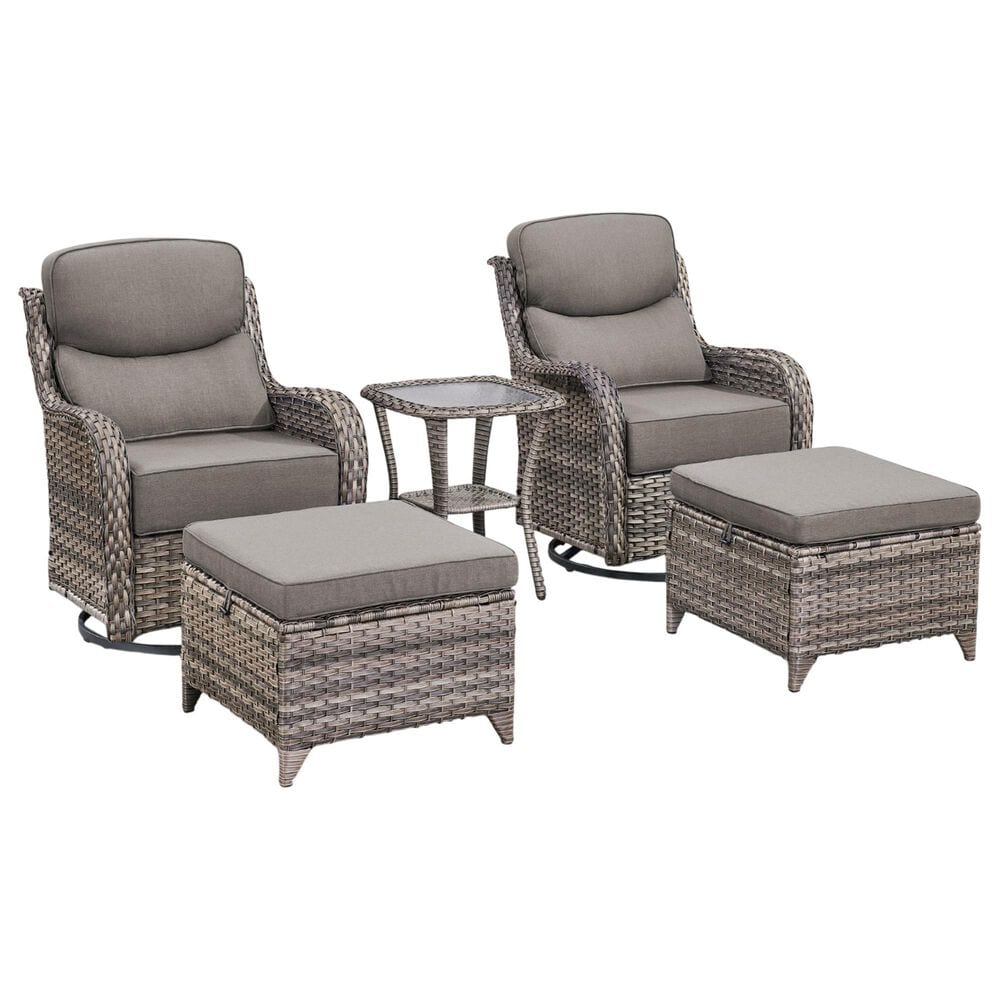 Sunwell Garden 5-Piece Chat Set in Gray, , large