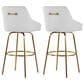 LumiSource Hannah Swivel Bar Stool with White Faux Leather Upholstery in Gold (Set of 2), , large