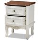 Baxton Studio Darlene 2-Drawer End Table in White and Cherry Brown, , large