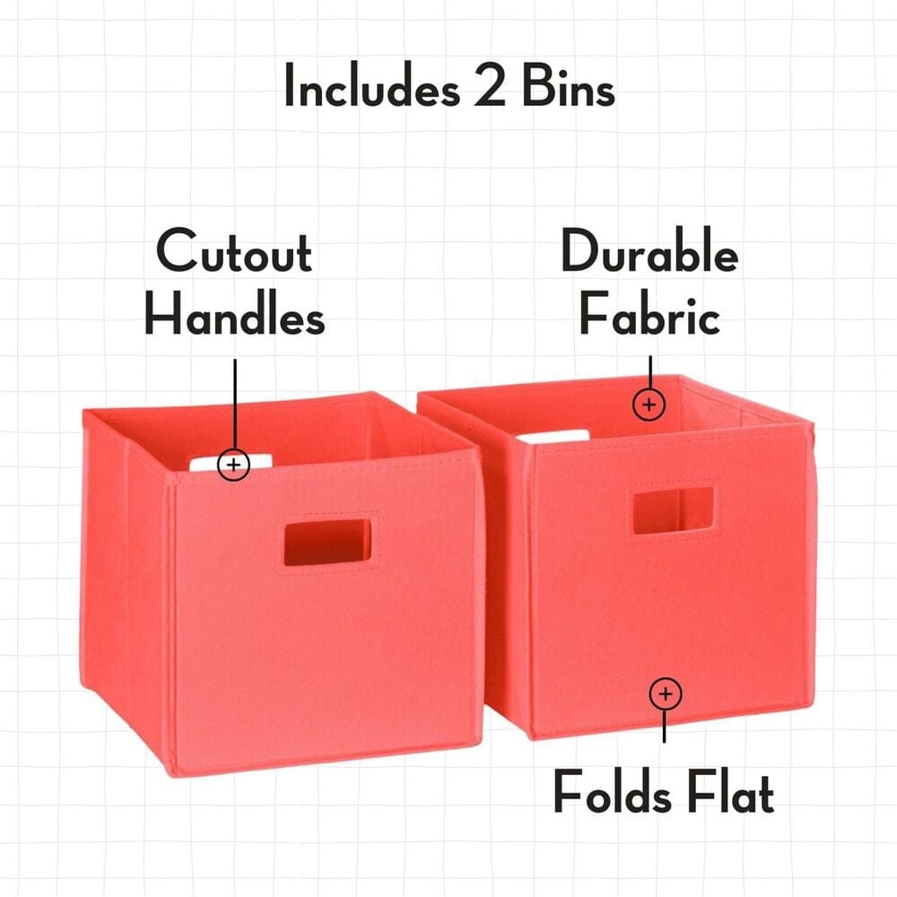 RiverRidge Home 3-Cubby Kid Book Rack with 2-Coral Bin in White, , large