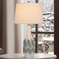 Cal Lighting Ely Ceramic Table Lamp in Milky White and Smoky Gray, , large