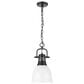 Golden Lighting Duncan 1-Light Small Pendant with Chain and Matte White Shade in Matte Black, , large