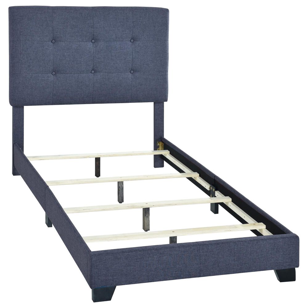 Accentric Approach Twin Upholstered Bed in Blue, , large