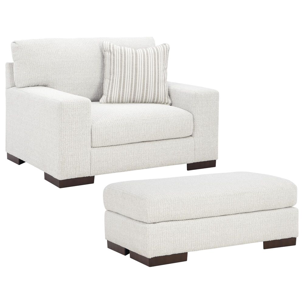 Ashley Hartside Chair and a Half with Ottoman in Frosted, , large