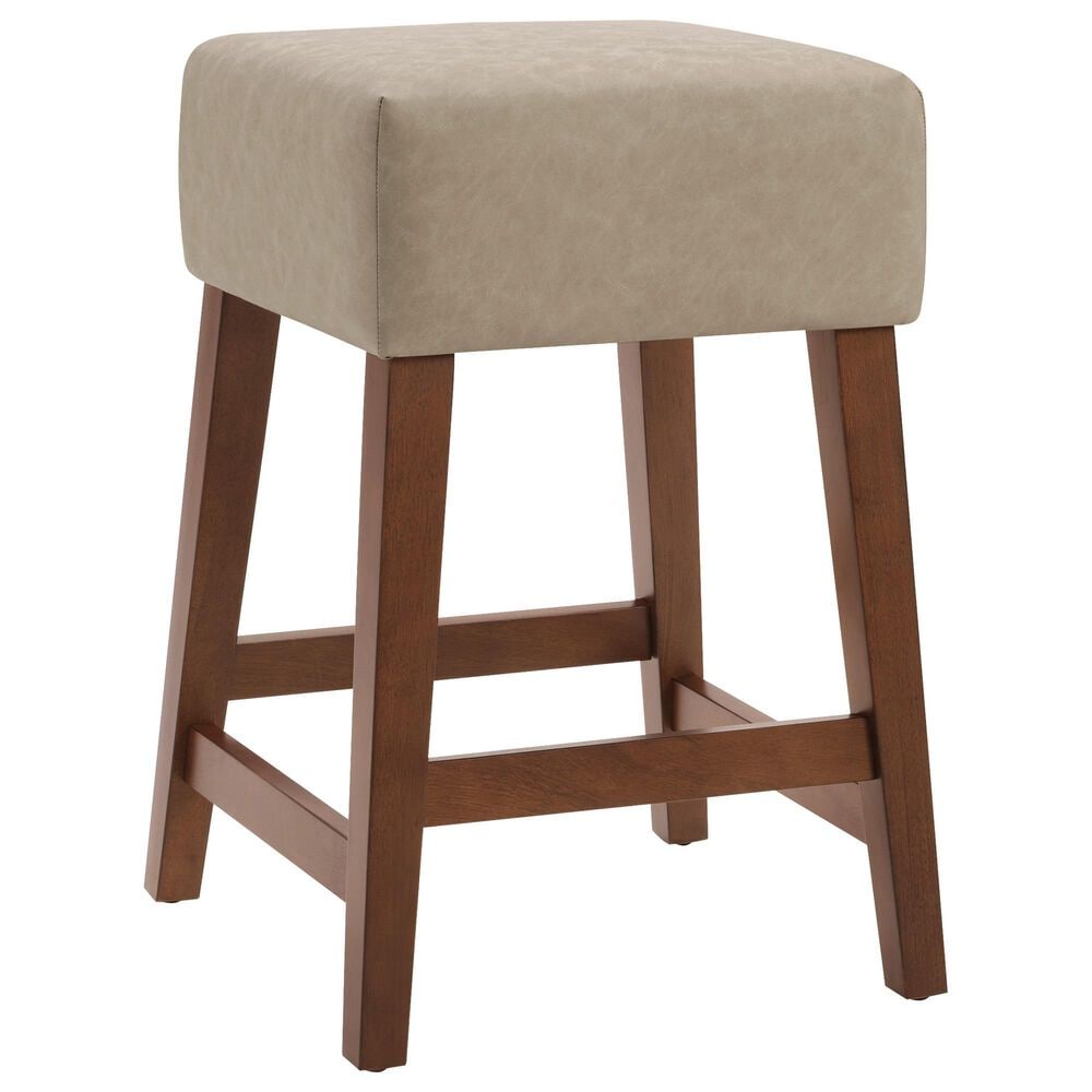 Valor Living Roscoe 26" Backless Counter Stool with Taupe Upholstery in Cherry, , large