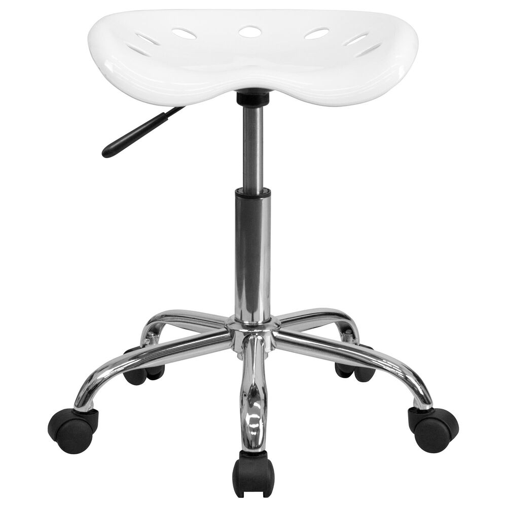 Flash Furniture Vibrant Tractor Seat Stool in White, , large