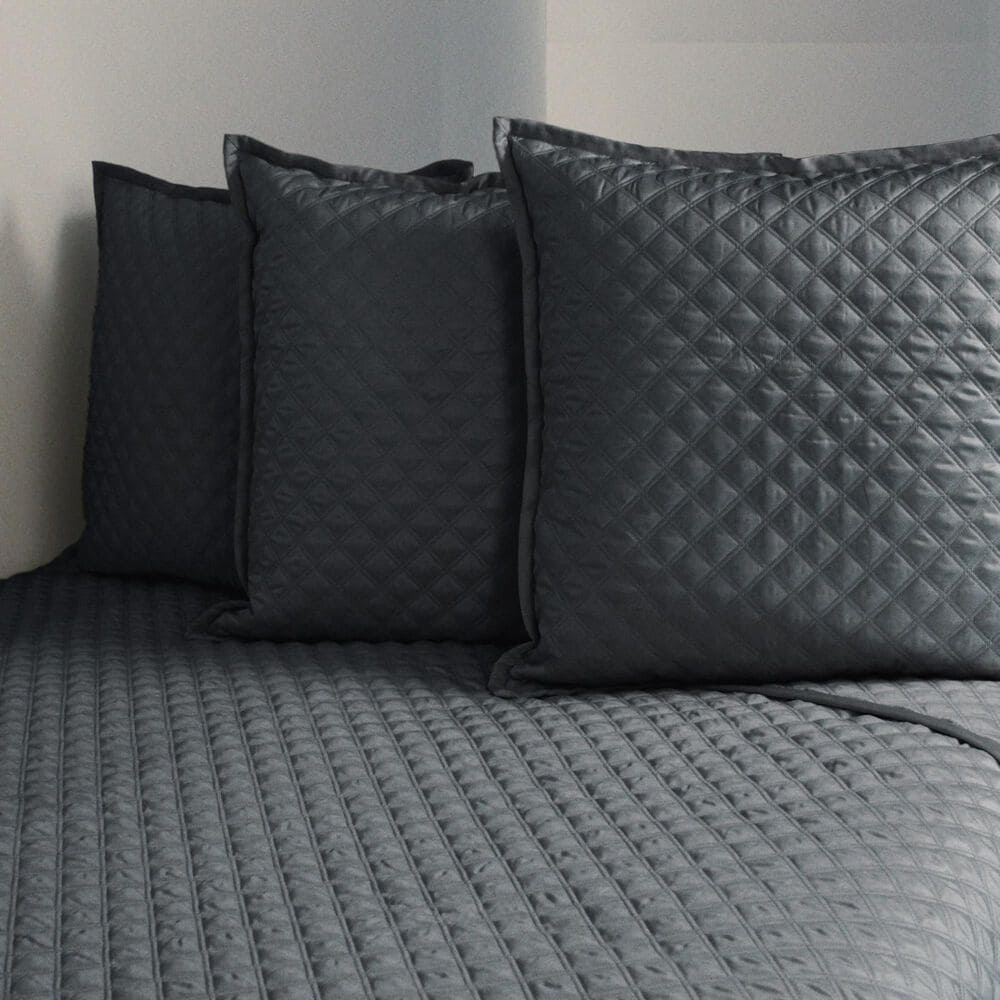 Ann Gish Art of Home 3-Piece Queen Double Diamond Coverlet Set in Charcoal, , large
