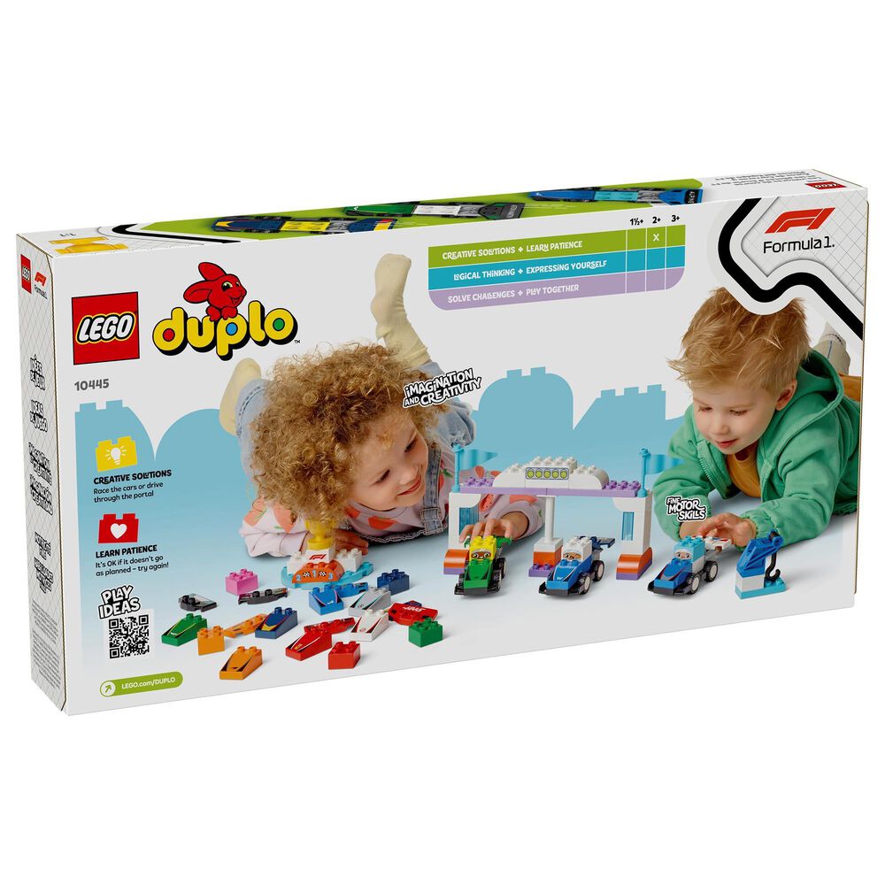 LEGO Duplo F1 Team Race Cars and Drivers Building Set in Multicolor, , large