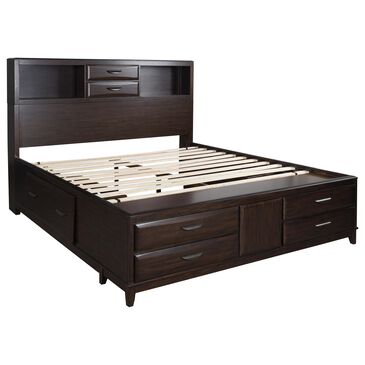 Ashley Vanmore King Storage Bed in Dark Brown, , large