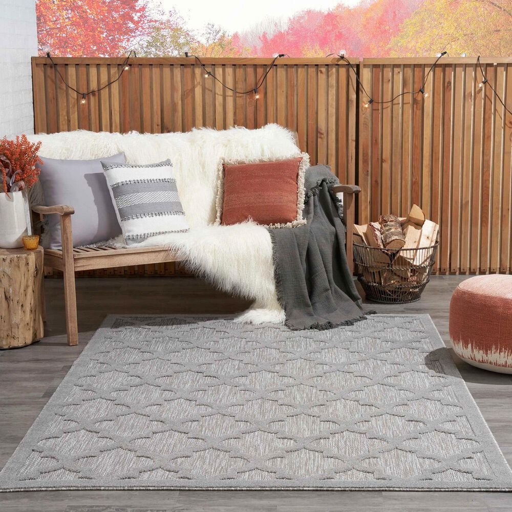 Nourison Easy Care 6&#39; x 9&#39; Silver Grey Indoor/Outdoor Area Rug, , large