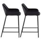 LumiSource Daniella Counter Stool with Black Velvet Upholstery in Black (Set of 2), , large