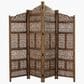 Maple and Jade 4-Panel Foldable Room Divider Screen with Carved Designs in Brown, , large