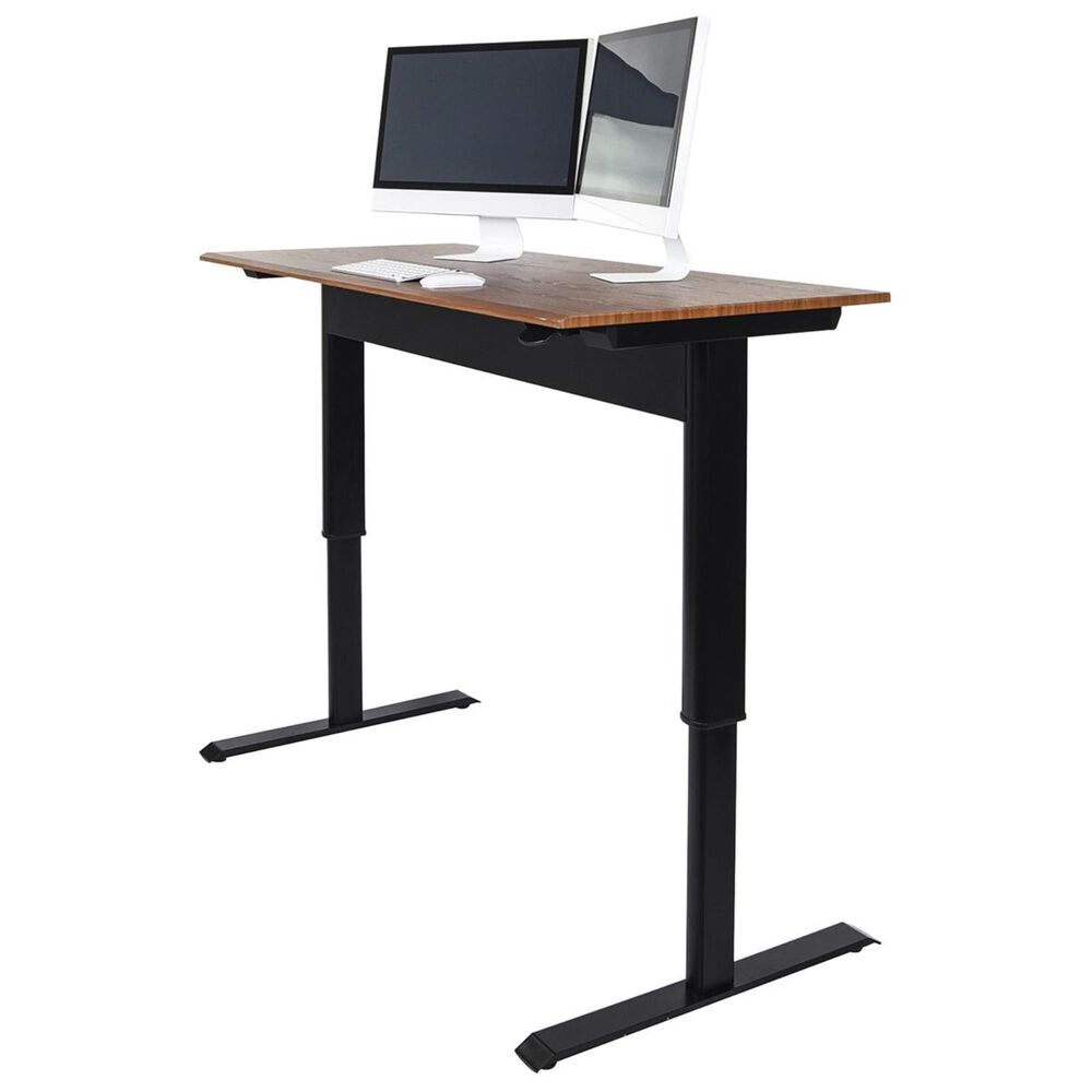 Luxor 56" Pneumatic Adjustable Height Standing Desk in Black/Teak